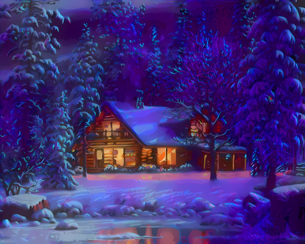 House in the winter forest 