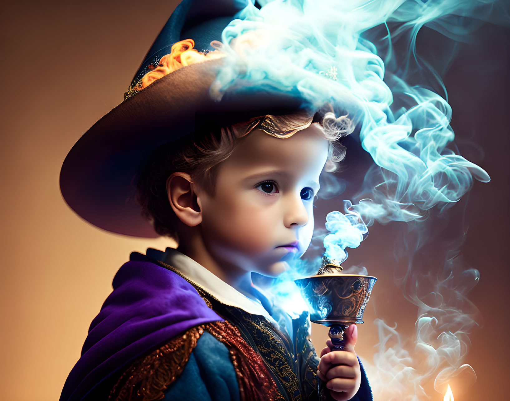 A little wizard with his smoke and mirrors