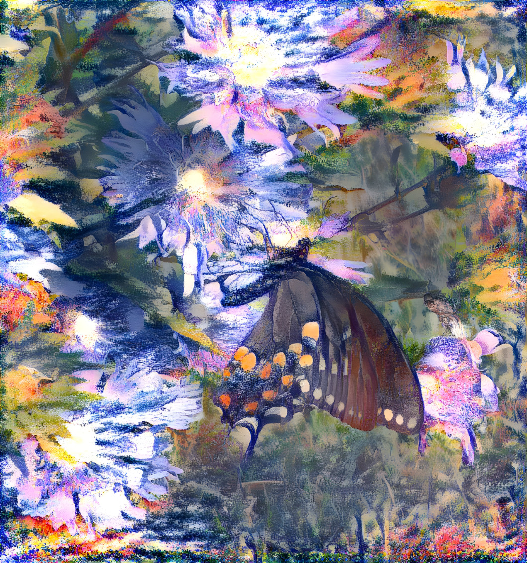Impressionist Flowers and Butterfly