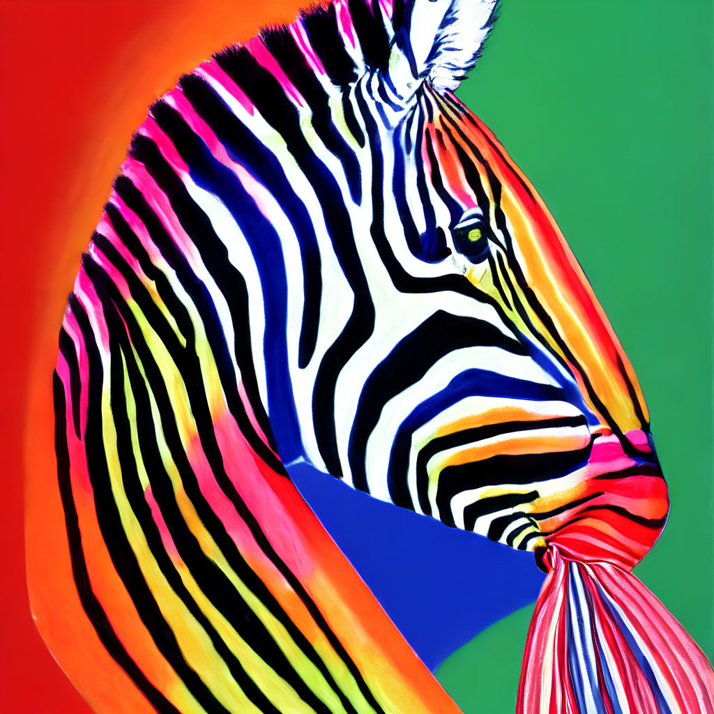 Vivid Multicolored Zebra Art on Abstract Background