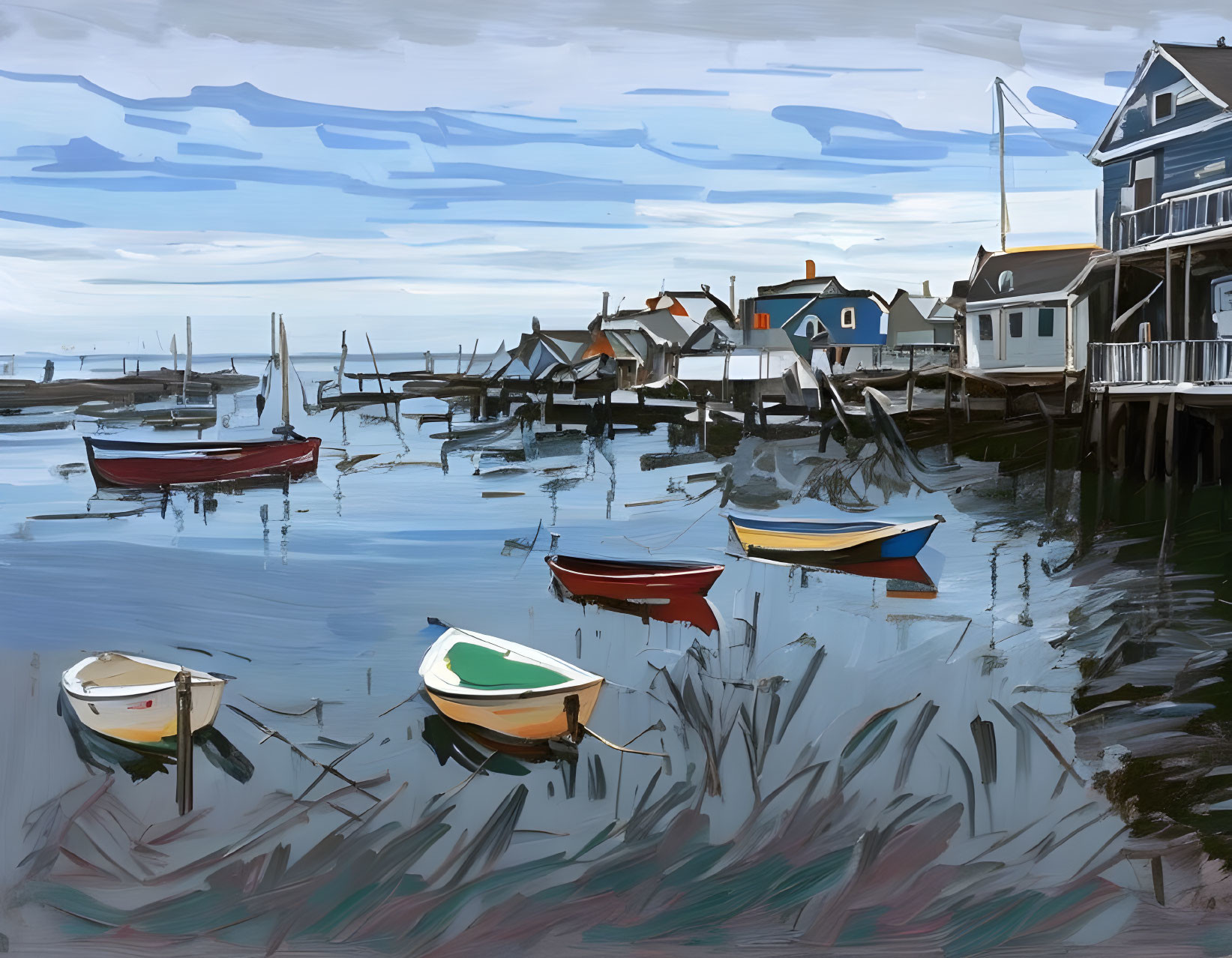 Rowboats and shore houses