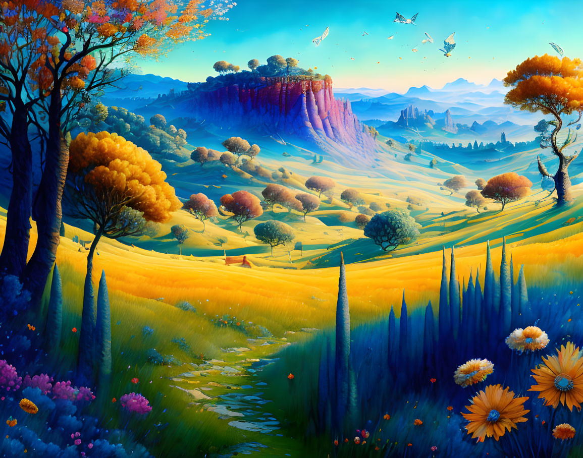 Ancient Lands with Flowers, Rolling Hills