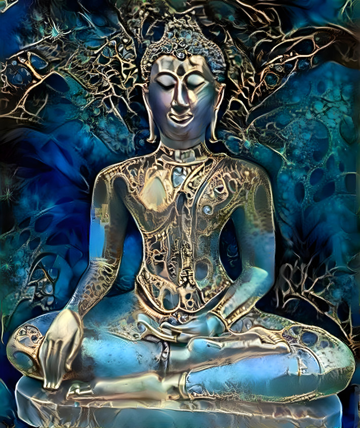 Buddha - gold, silver and blue