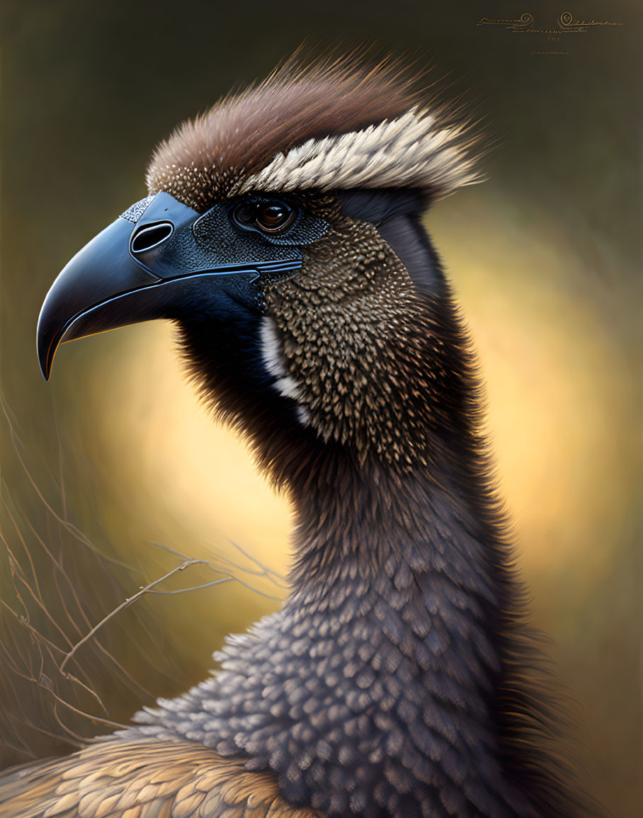 Detailed image of a vulture with sharp beak and blue textured skin.