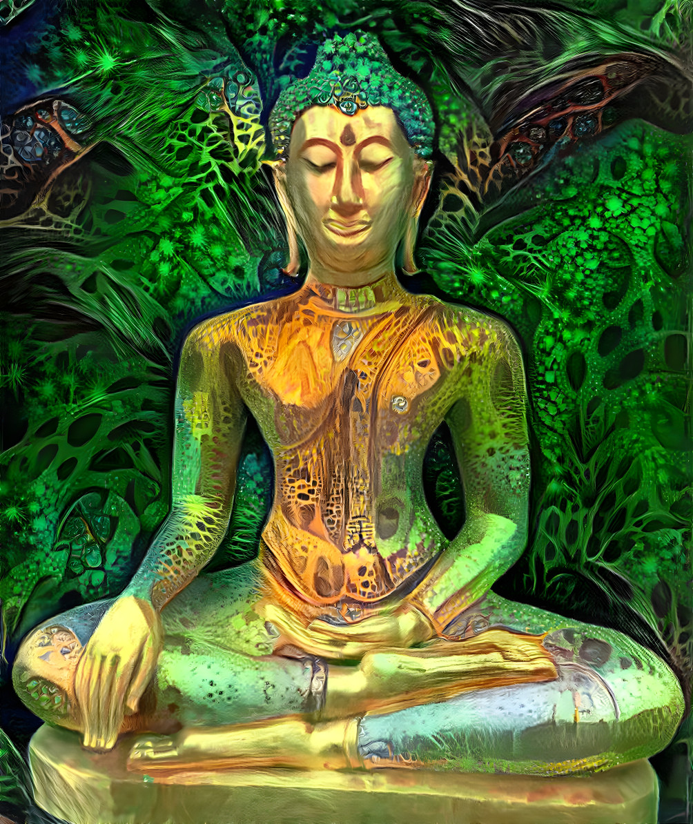 Golden Buddha with Green Background - v3