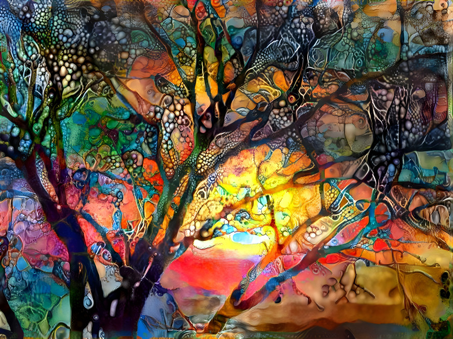 Tree at Sunset - multicolor