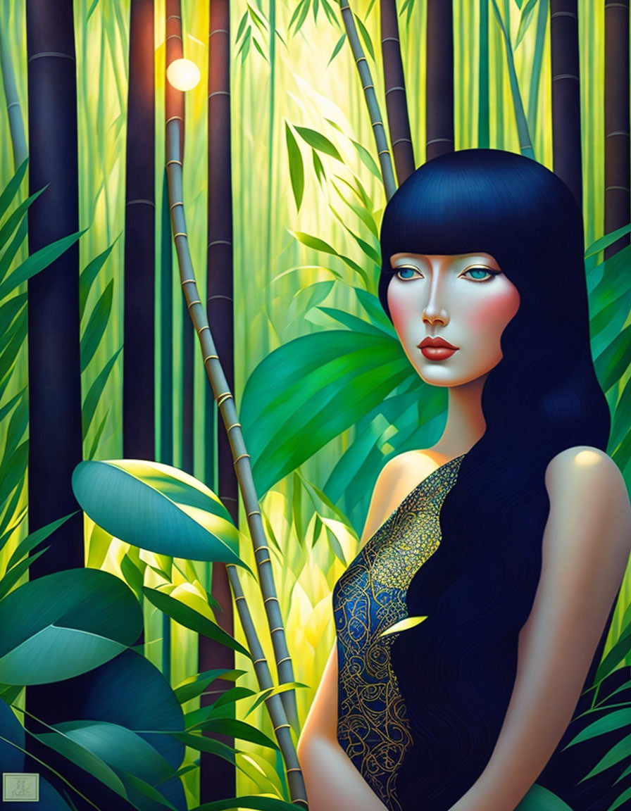 Girl in a bamboo forest