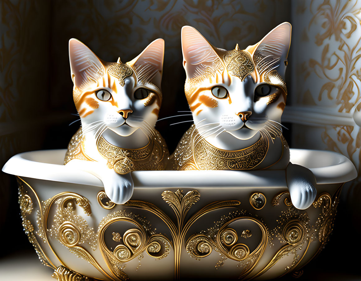 Rub a dub dub,  2 cats in a tub