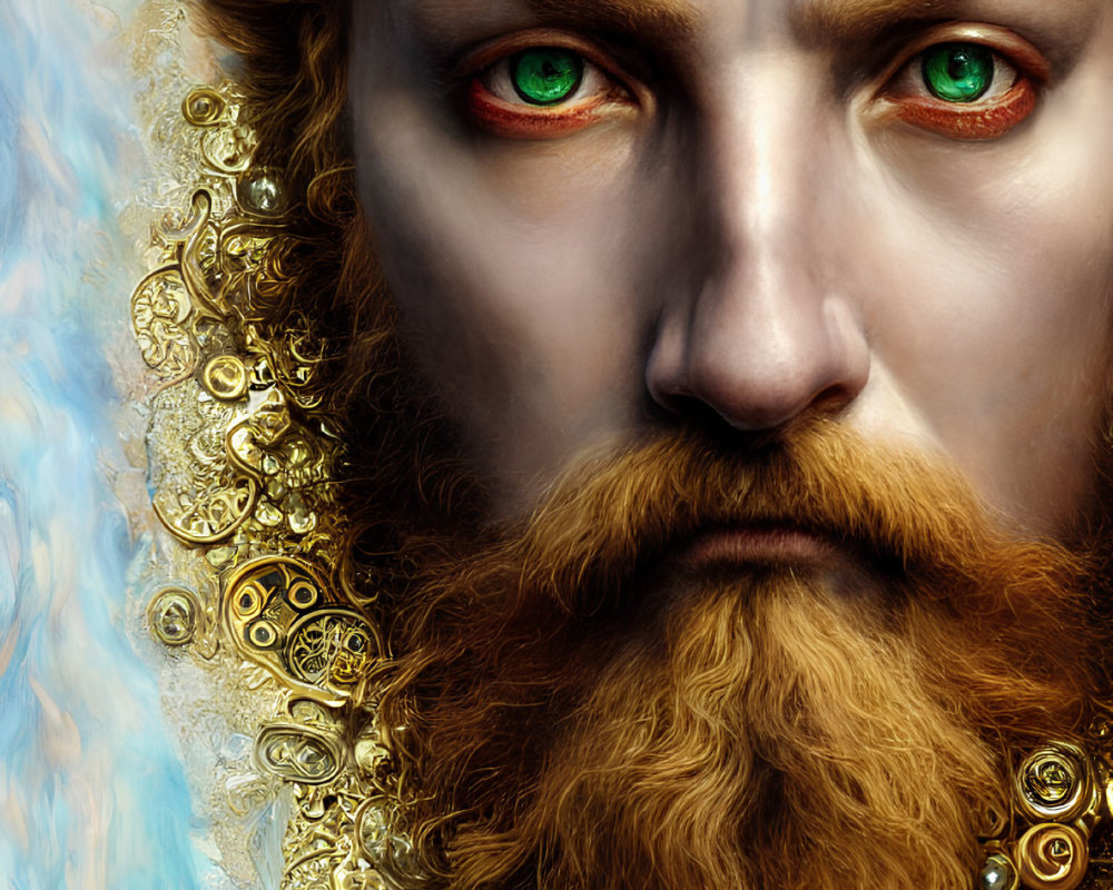 Detailed digital portrait of a man with green eyes and ginger beard
