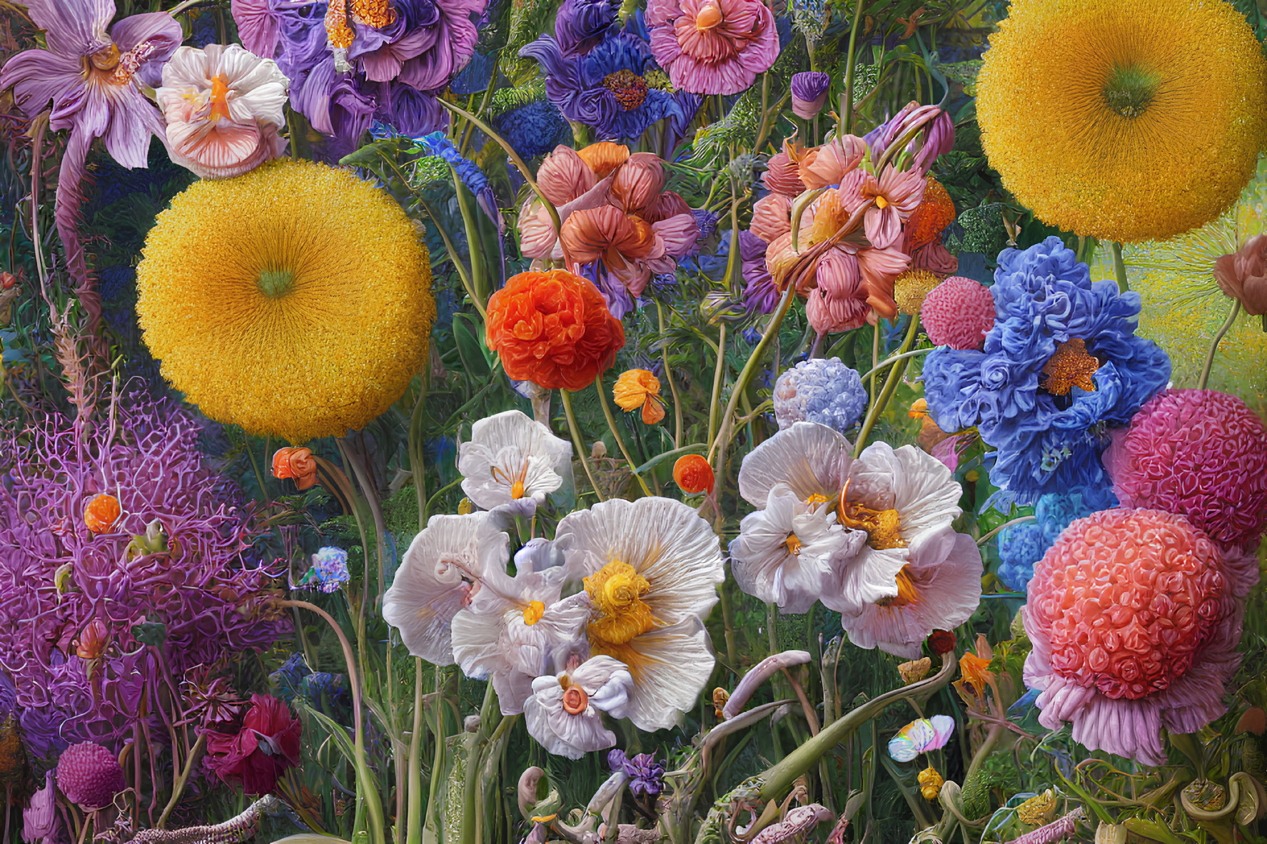 Colorful Array of Vibrant Flowers in Rich Textures and Hues
