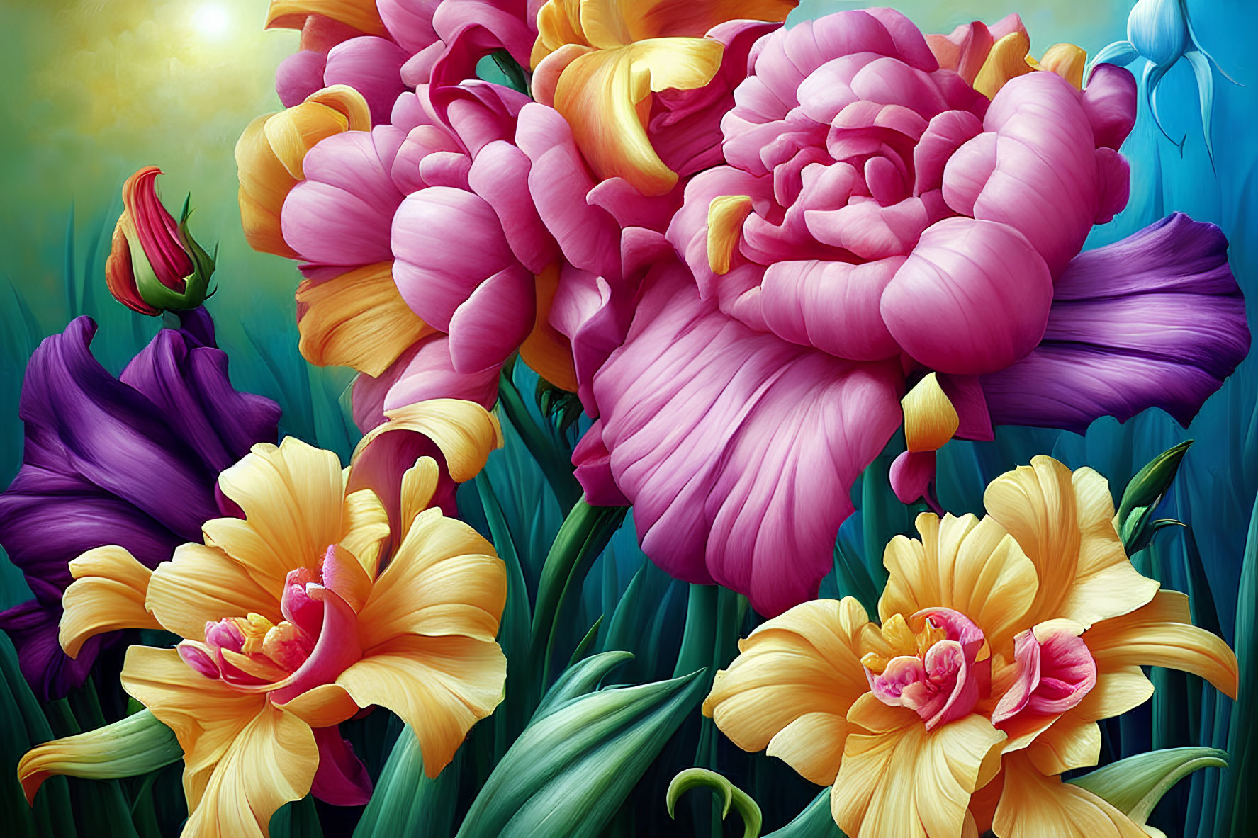 Gloriosa Blossoms, in the style of Catherine Abel