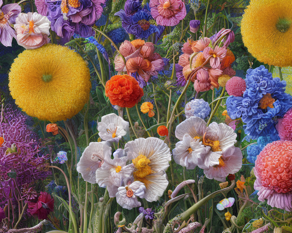Colorful Array of Vibrant Flowers in Rich Textures and Hues