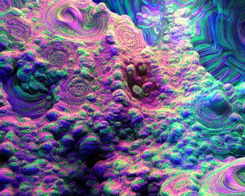 Colorful Psychedelic 3D Landscape with Swirling Patterns