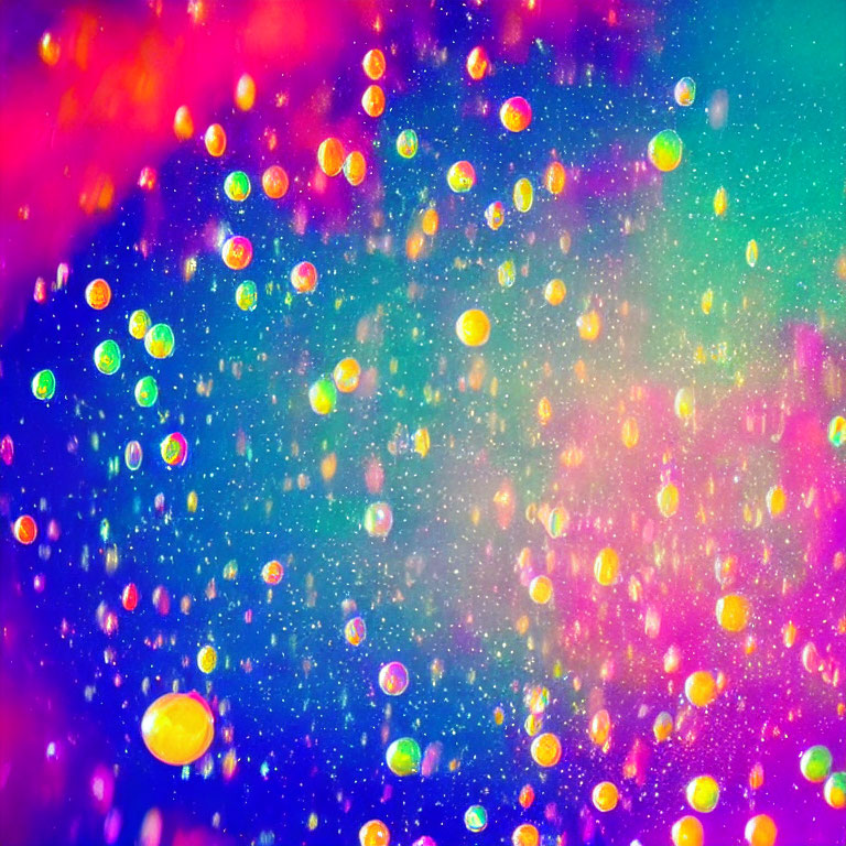 Multicolored Bokeh Background with Sparkling Bubble Effects