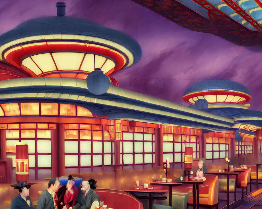 Traditional Asian Restaurant Scene with Warm Lighting and Lanterns