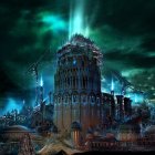 Detailed Painting: Tower of Babel against Dramatic Sky