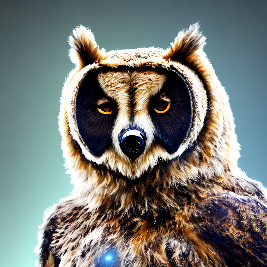 Anthropomorphic owl-headed animal illustration on gradient background