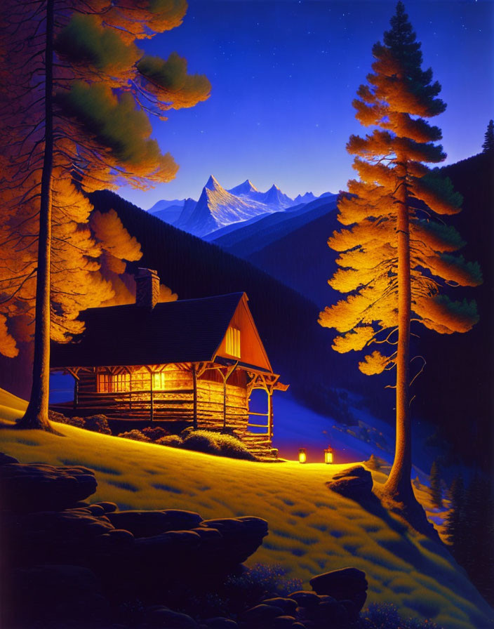 A Woodland Cabin by Maxfield Parrish