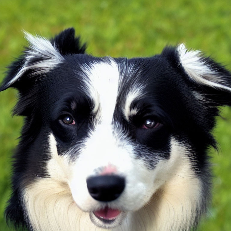 Black and White Border Collie with Piercing Eyes and Fluffy Fur