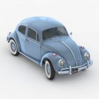 Detailed Light Blue LEGO Volkswagen Beetle Model with Curved Fenders