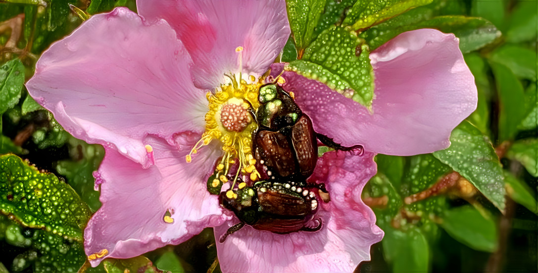Beetles On Flower