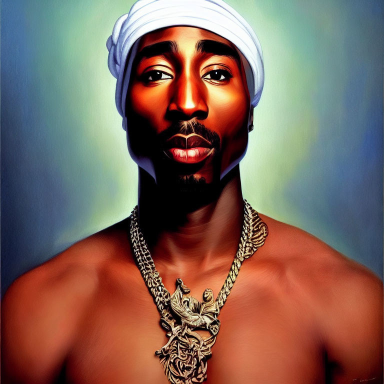 Man with Headscarf and Necklace in Digital Painting Style
