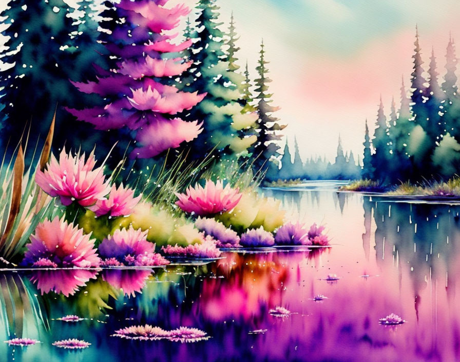 Watercolor River Flowerpunk
