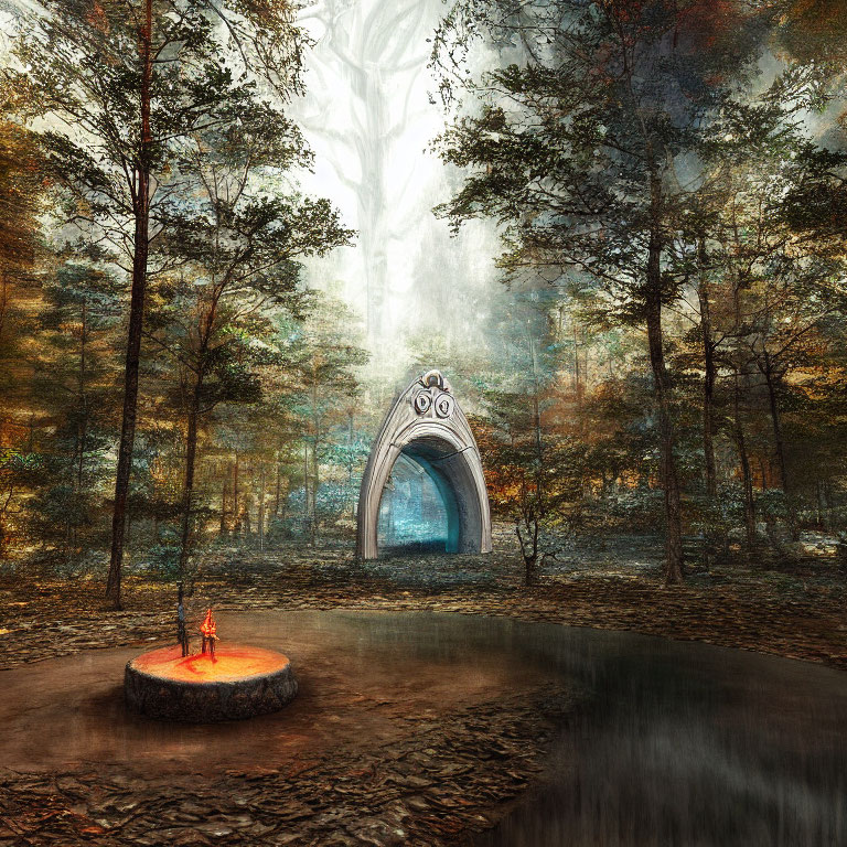 Enigmatic Portal in Mystical Forest with Stone Circle