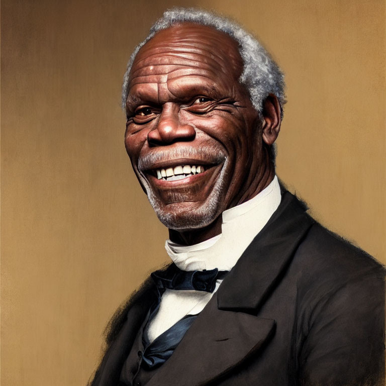 Elderly man portrait with warm smile and formal attire