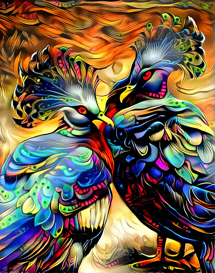 Two Peacocks 
