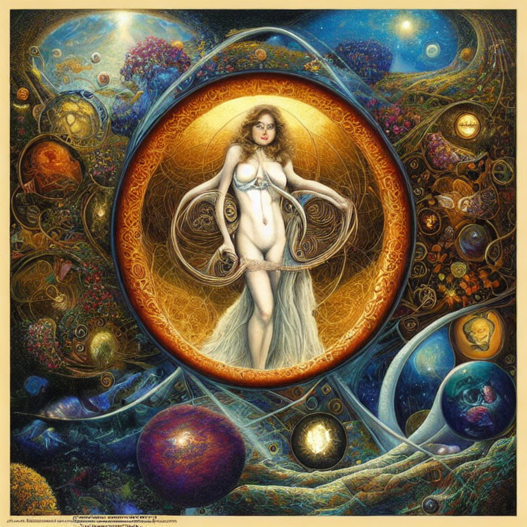 Fantasy Artwork of Woman in Celestial Surroundings