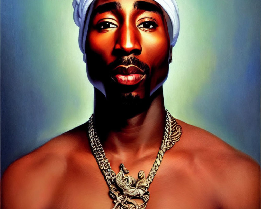 Man with Headscarf and Necklace in Digital Painting Style