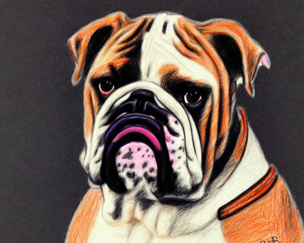 Realistic Bulldog Drawing with Wrinkled Face in Color Pencil