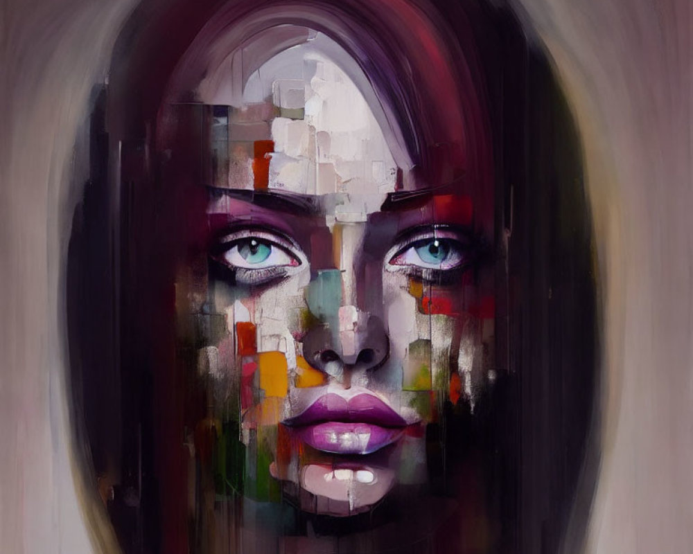 Vivid Abstract Portrait with Geometric Patterns