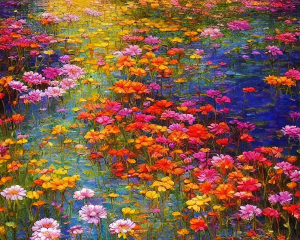 Colorful Flowers Blooming on Water Surface