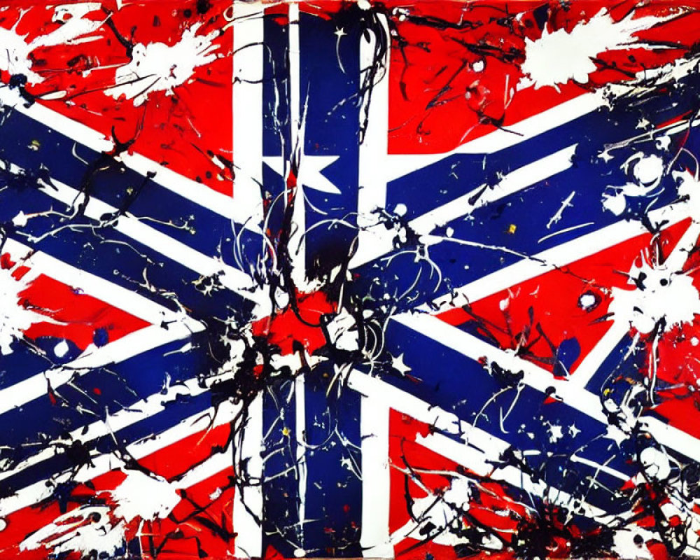 Abstract Union Jack Art with Grungy Splatter Effect