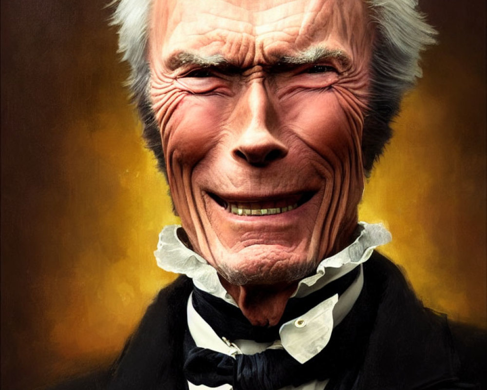 Elderly Man Caricature with Exaggerated Features
