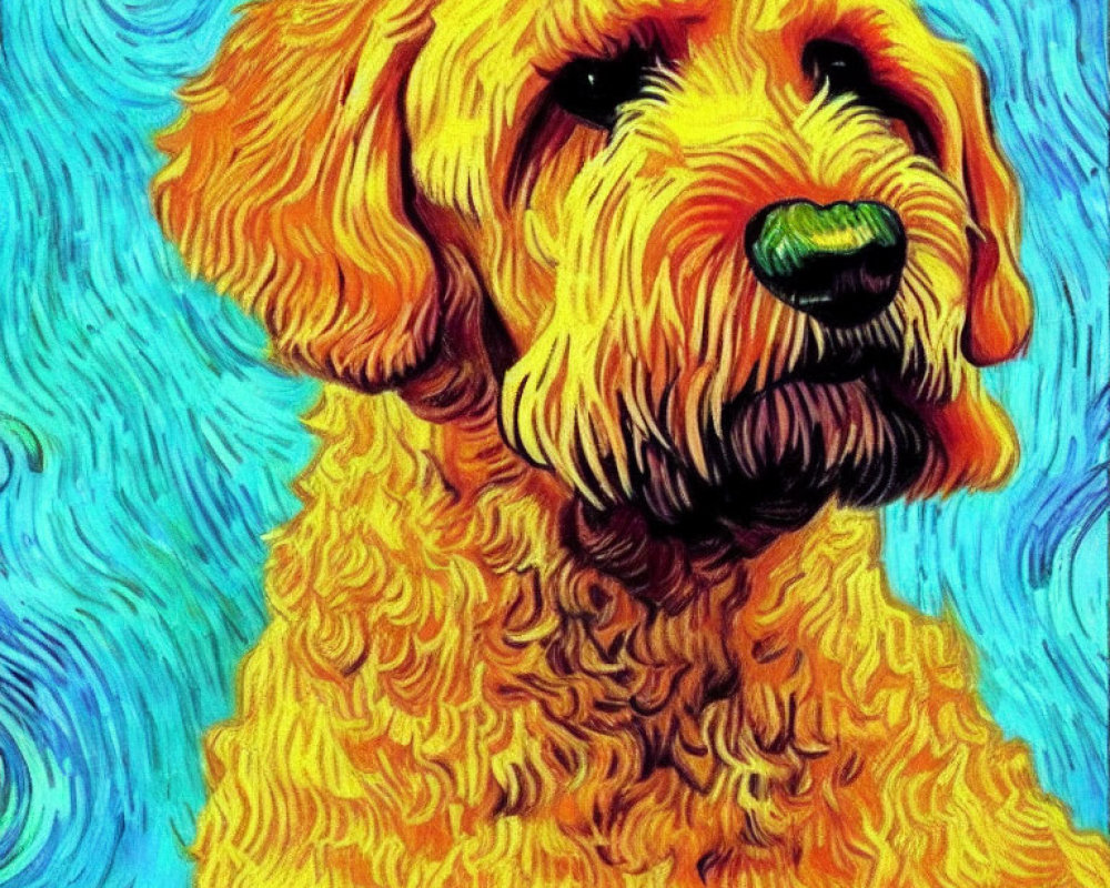 Abstract Dog Image with Van Gogh-style Background