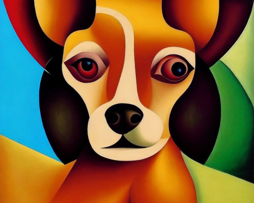 Colorful Stylized Dog Painting with Exaggerated Features