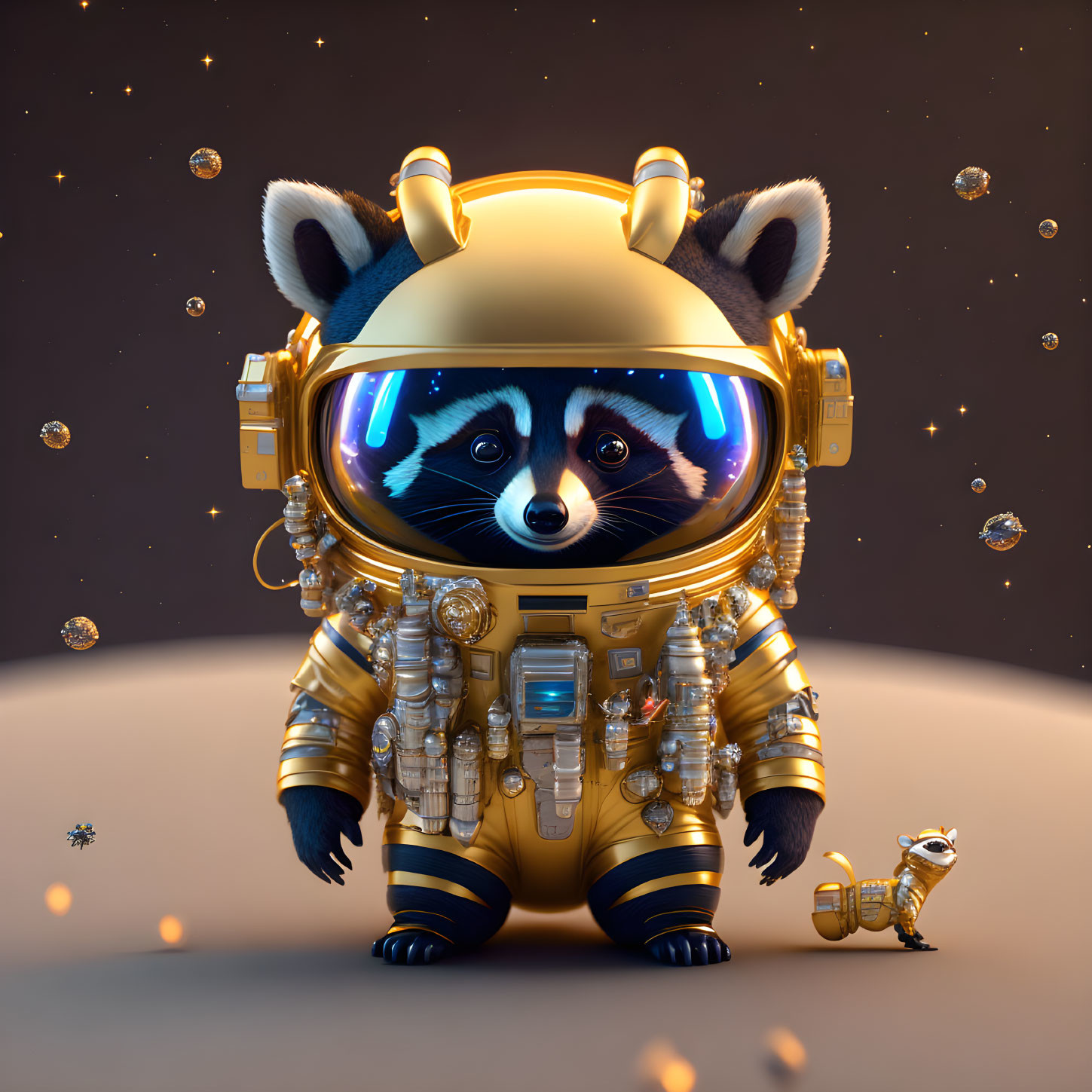 chibi raccoon astronaut