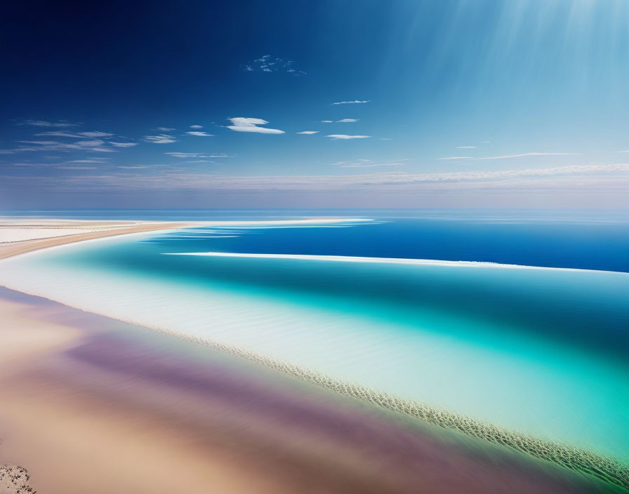 Tranquil seascape with blue waters and sunbeams