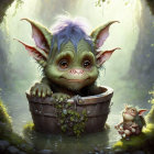 Whimsical creatures with large ears in forest setting.