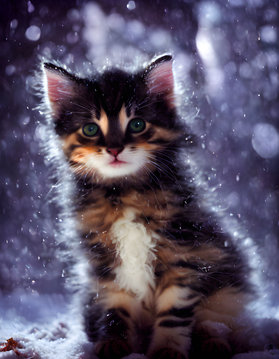 Kitten in Winterstorm