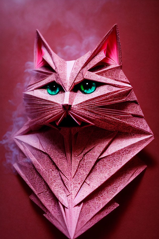 origami cat in smoke