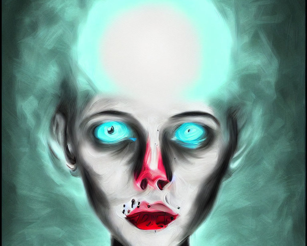 Digital artwork featuring humanoid figure with exaggerated features