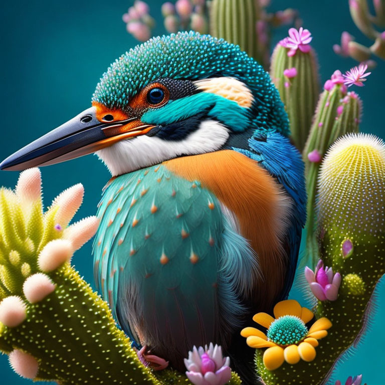 kingfisher w/ cactus