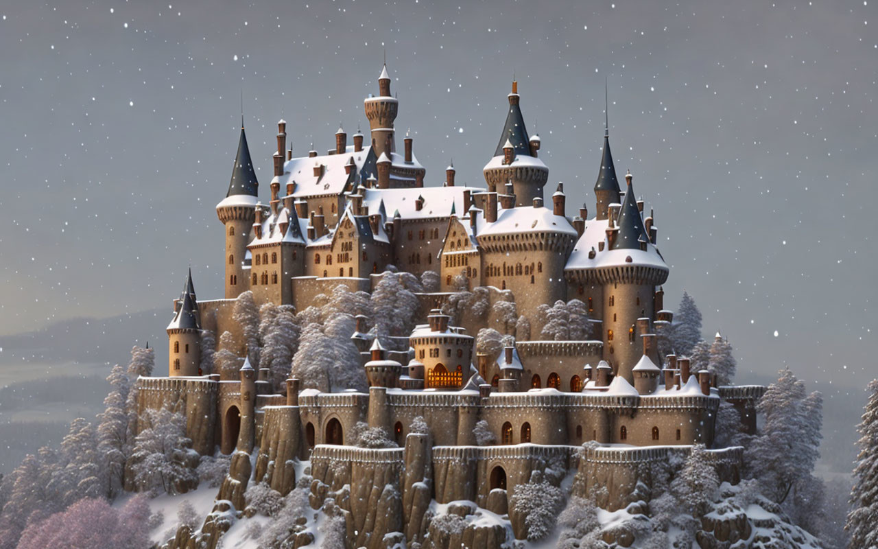 Snowcapped castle