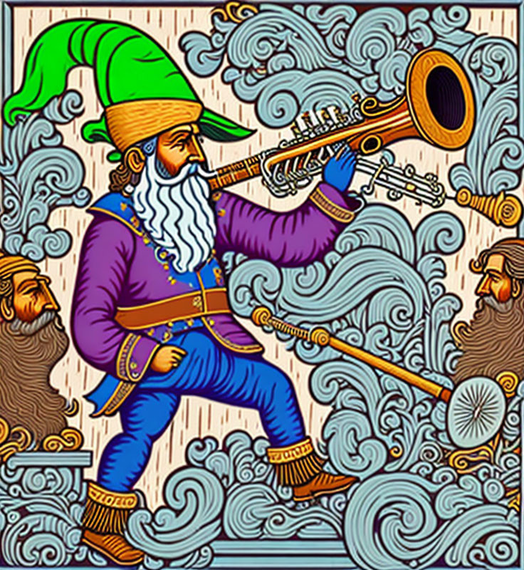 Dwarf Playing Wooden Trumpet II