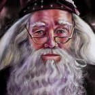 Elderly man with furrowed brow, white beard, spectacles, and hat stares at