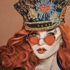 Vibrant digital portrait of a woman in circus-themed attire